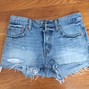 High rise denim shorts